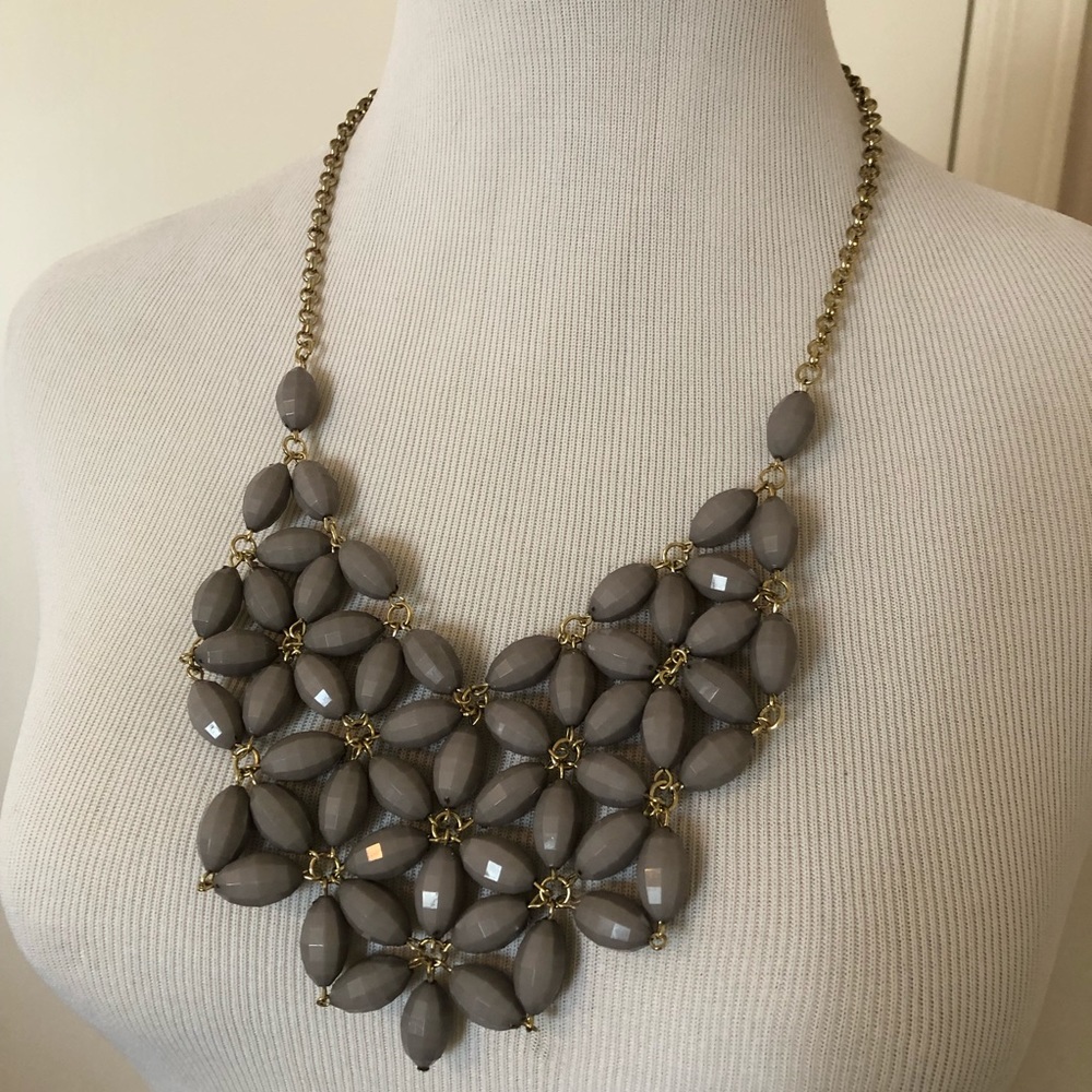 Gray Bead Statement Necklace
